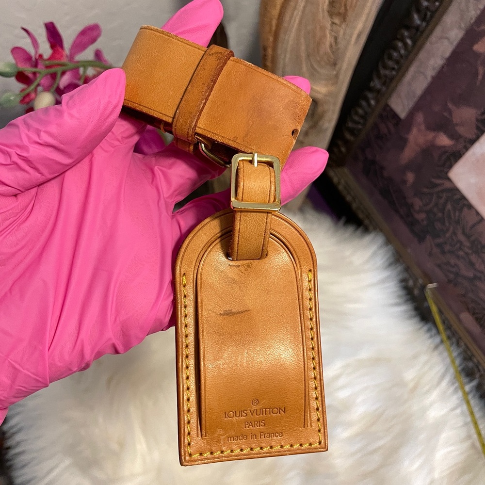 Authentic Louis Vuitton  leather Luggage tag bag charm